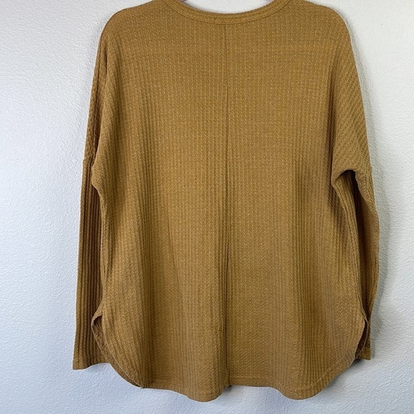 Miholl mustard waffle knit button up long sleeve sweater size L - Picture 2 of 8